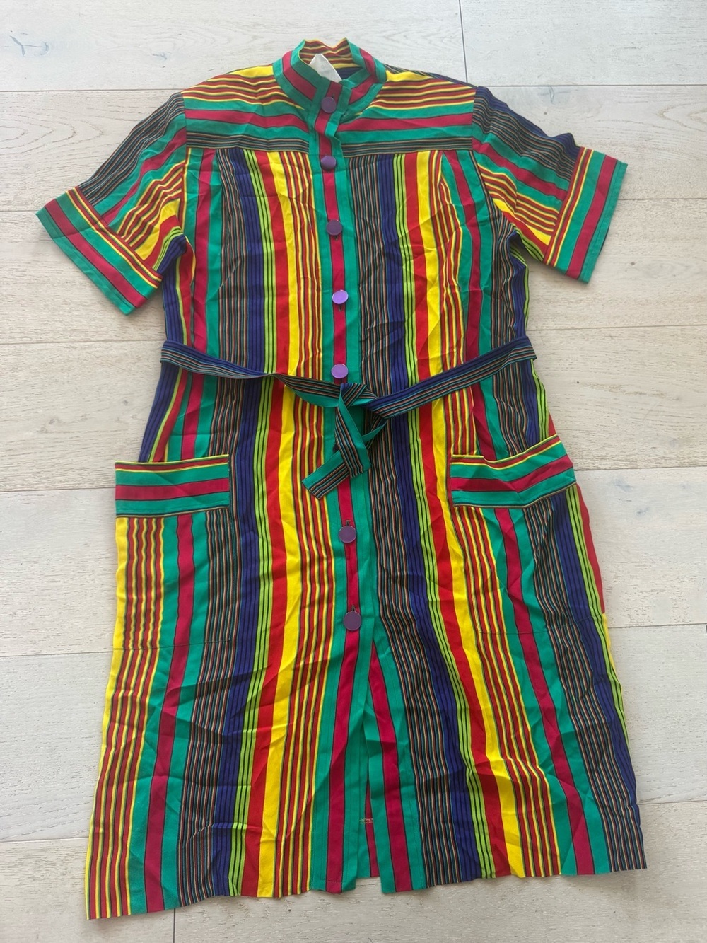 Celine vintage multi rainbow stripes shirt Dress Size FR42 US 10